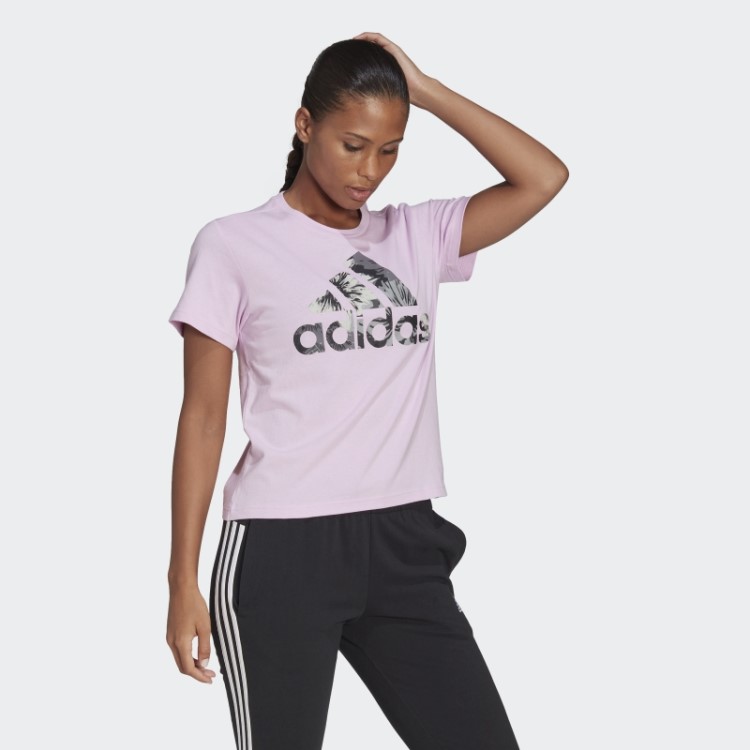 Camiseta Regular Lilás Com Estampa Allover Da Adidas