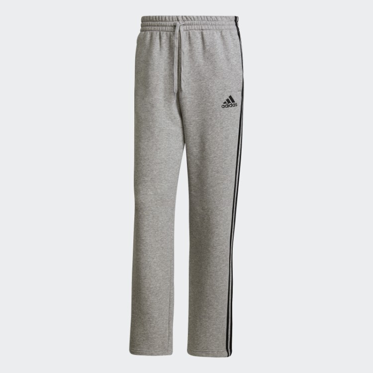 Calças De Veludo Essenciais Com As 3 Riscas E Bainha Aberta Adidas Cinza Médio