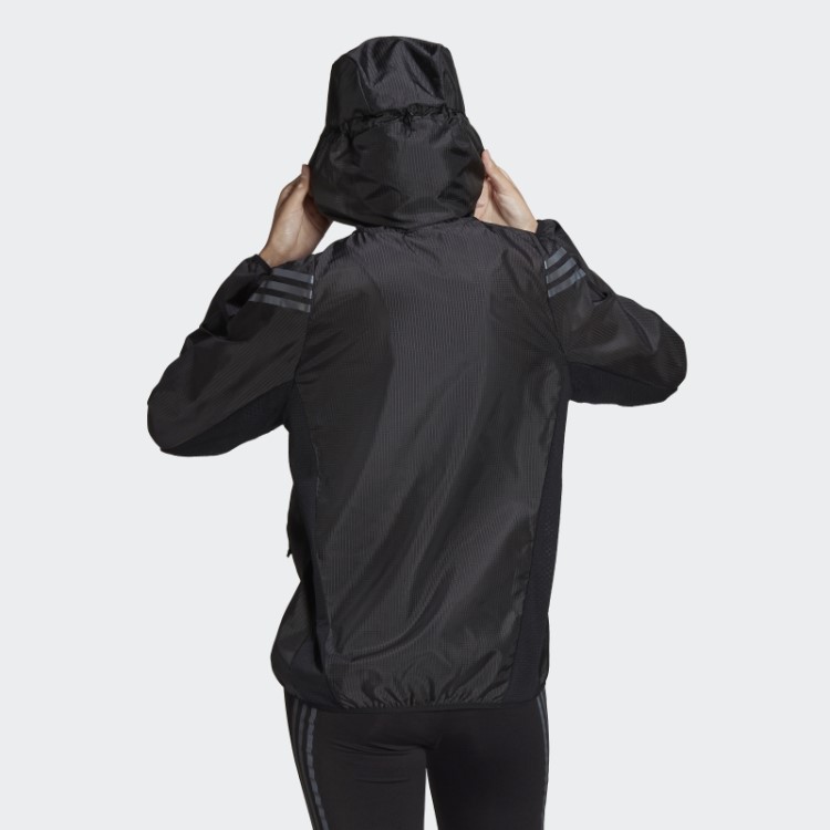 Run Icons Jaqueta De Corrida Com Capuz E Três Listras Adidas Preta