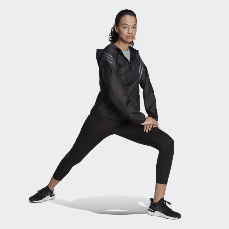 Run Icons Jaqueta De Corrida Com Capuz E Três Listras Adidas Preta