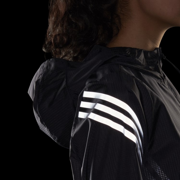 Run Icons Jaqueta De Corrida Com Capuz E Três Listras Adidas Preta