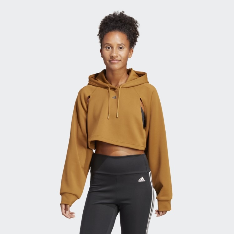 Moletom Com Capuz Hiit Aeroready Crop Training Bronze Adidas