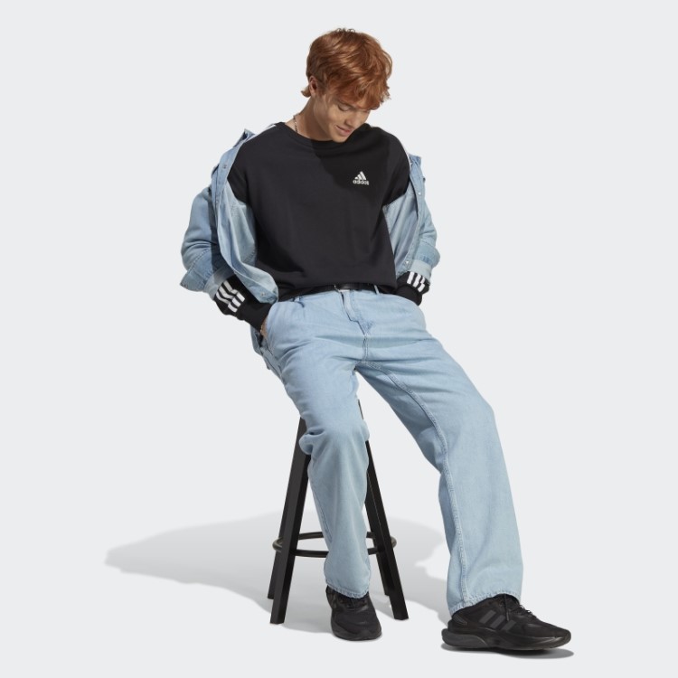 Moletom Com As Três Listras French Terry Black Essentials Adidas