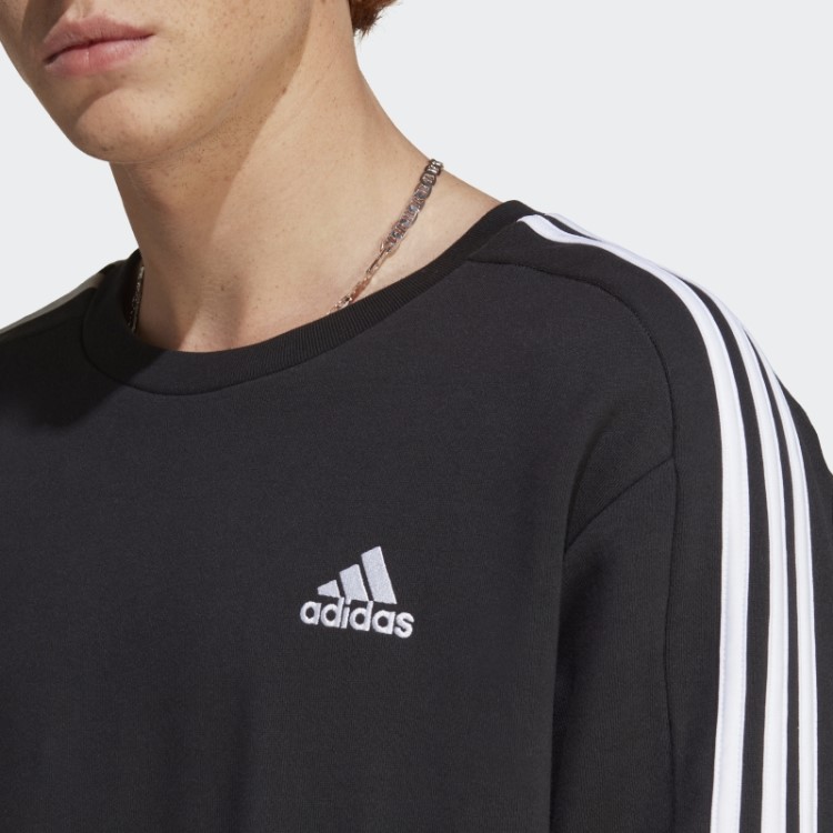 Moletom Com As Três Listras French Terry Black Essentials Adidas