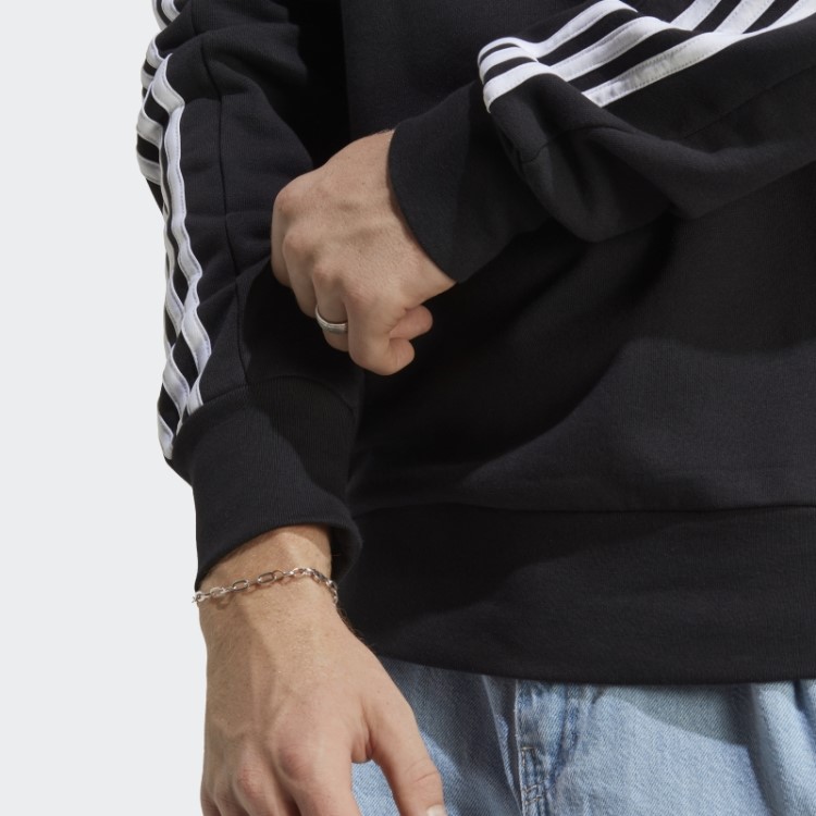 Moletom Com As Três Listras French Terry Black Essentials Adidas