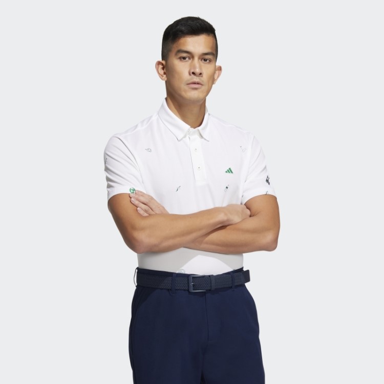 Camisa Polo Branca Adidas Play Verde Com Monograma