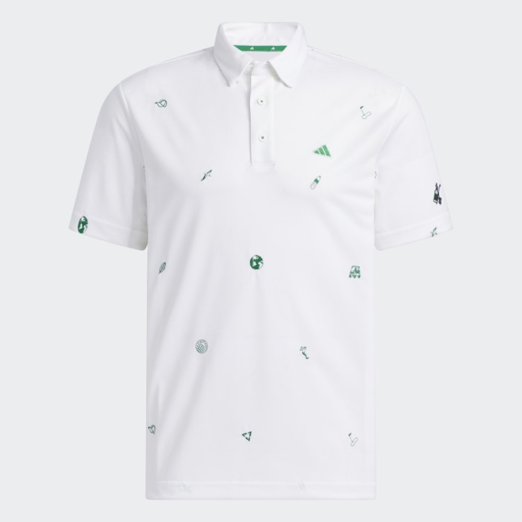 Camisa Polo Branca Adidas Play Verde Com Monograma