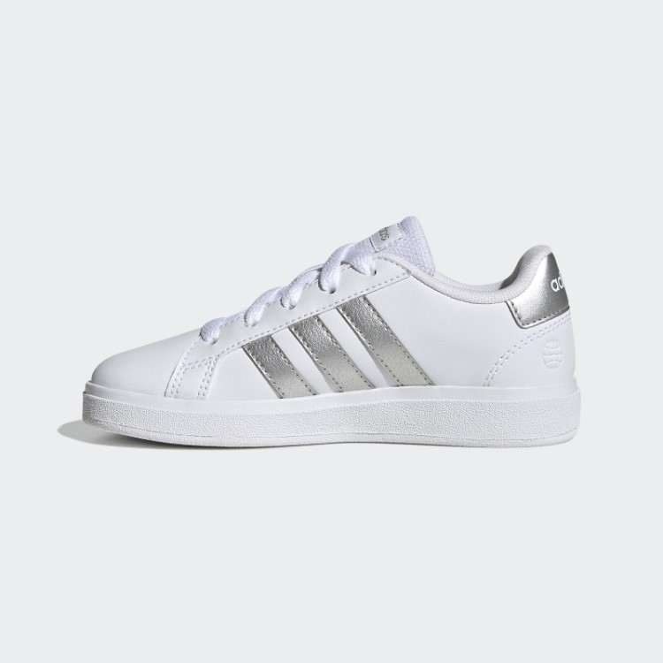 Tênis Adidas Grand Court Lifestyle Com Cadarço Prata