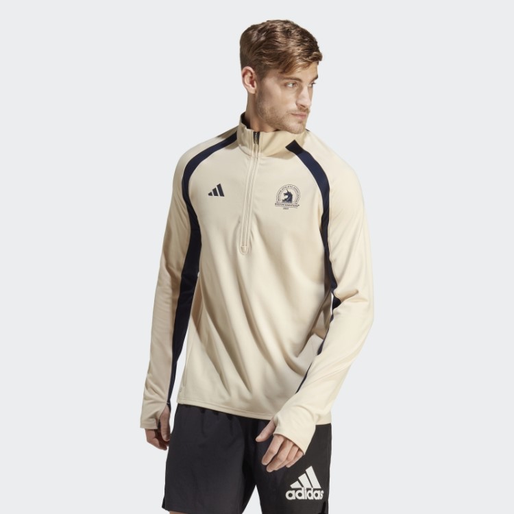 Boston Marathon Camiseta De Corrida Manga Longa Com Zíper 1/2 E Sand Adidas
