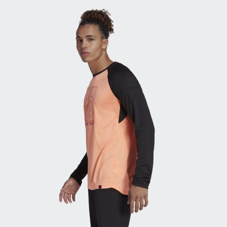 Camisa De Manga Comprida Bege Laranja Cinco Dez Adidas