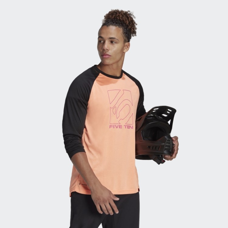 Camisa De Manga Comprida Bege Laranja Cinco Dez Adidas