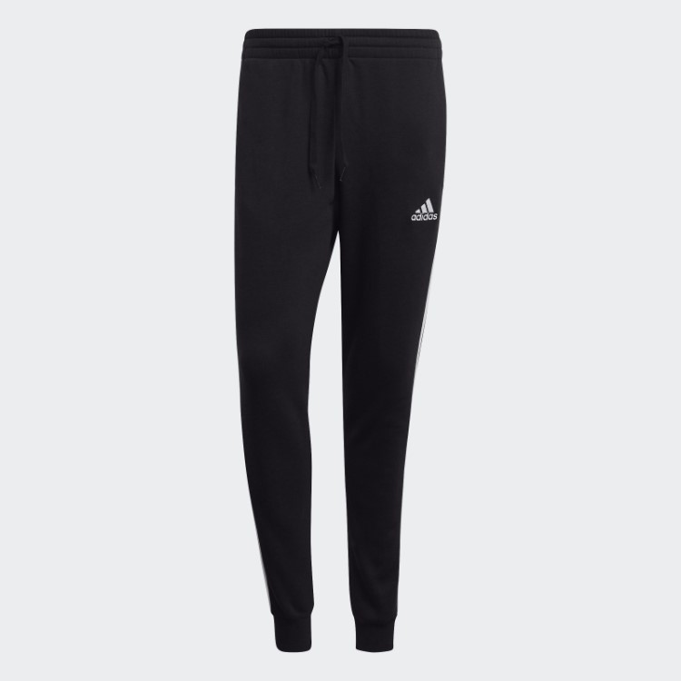 Calça Jogger Com As Três Listras Em Fleece Adidas Black Essentials