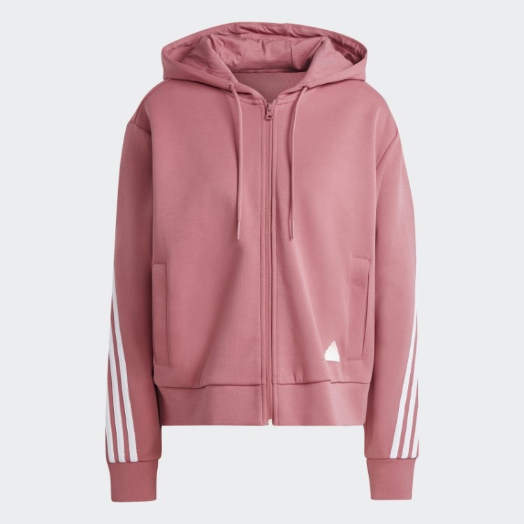 Adidas Future Icons Moletom Rosa Com Capuz E Zíper Nas Três Listras