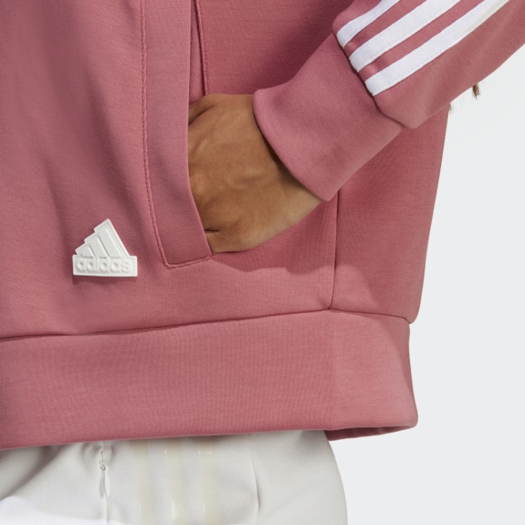Adidas Future Icons Moletom Rosa Com Capuz E Zíper Nas Três Listras