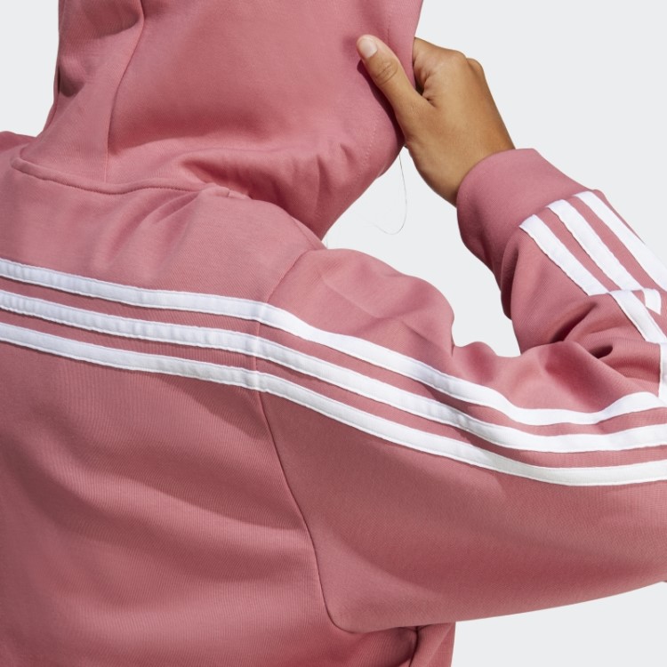 Adidas Future Icons Moletom Rosa Com Capuz E Zíper Nas Três Listras
