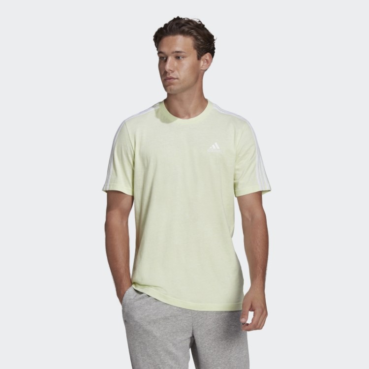 T-shirt Com As 3 Riscas Lime Mel Essentials Adidas