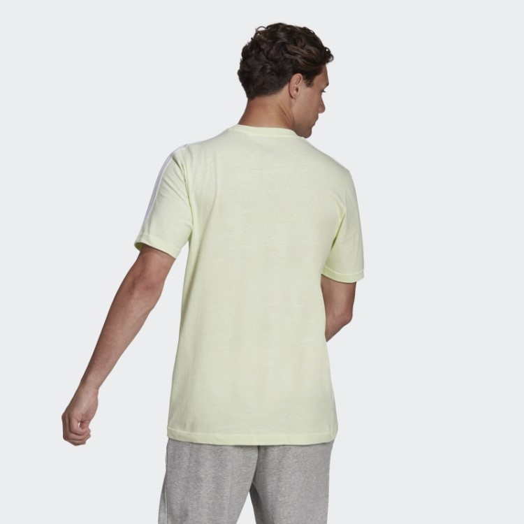 T-shirt Com As 3 Riscas Lime Mel Essentials Adidas