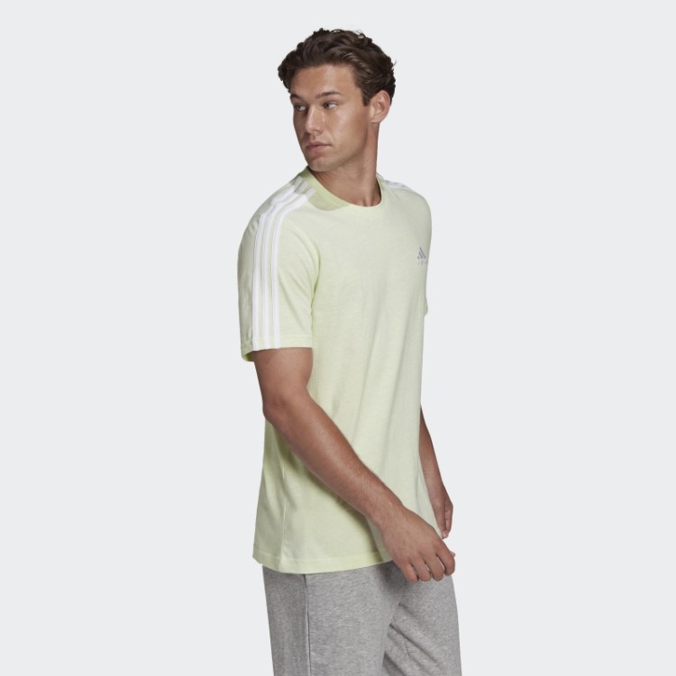 T-shirt Com As 3 Riscas Lime Mel Essentials Adidas