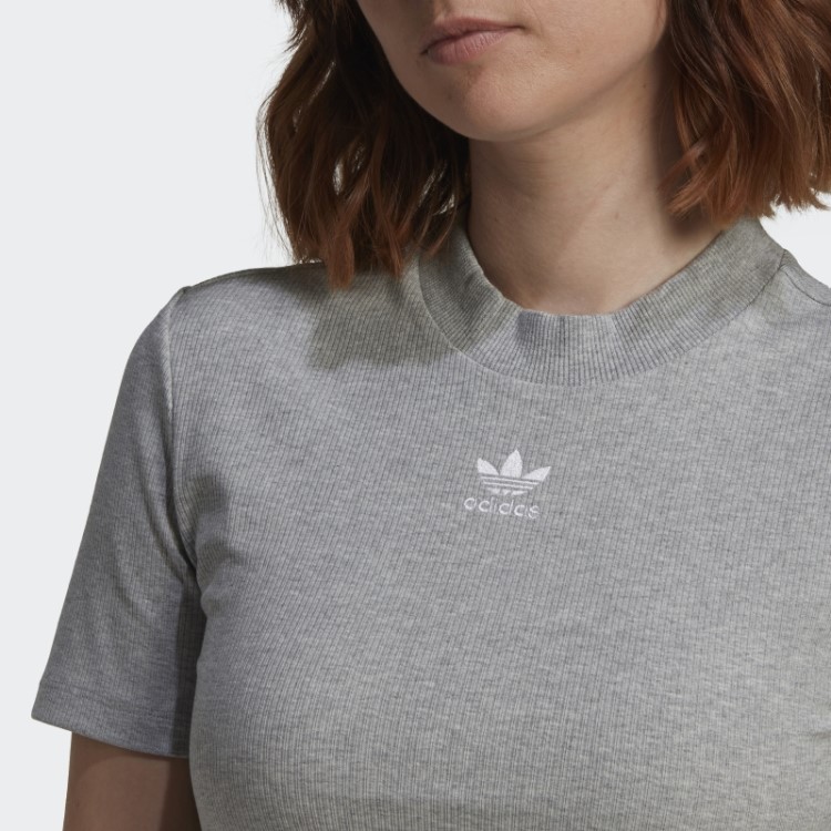 Camiseta Cinza Média Adidas Adicolor Essentials Com Recorte Canelado