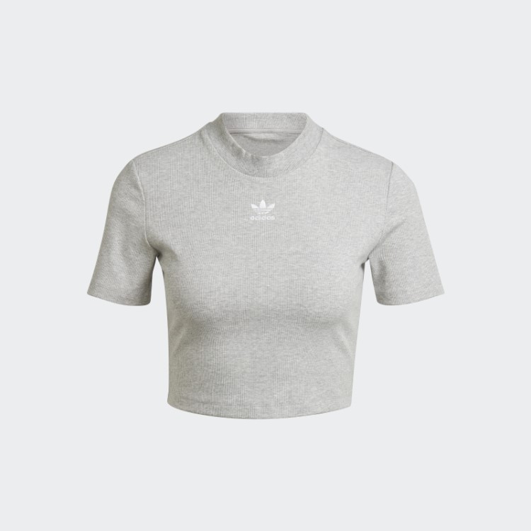 Camiseta Canelada Adicolor Essentials Cinza Médio Adidas