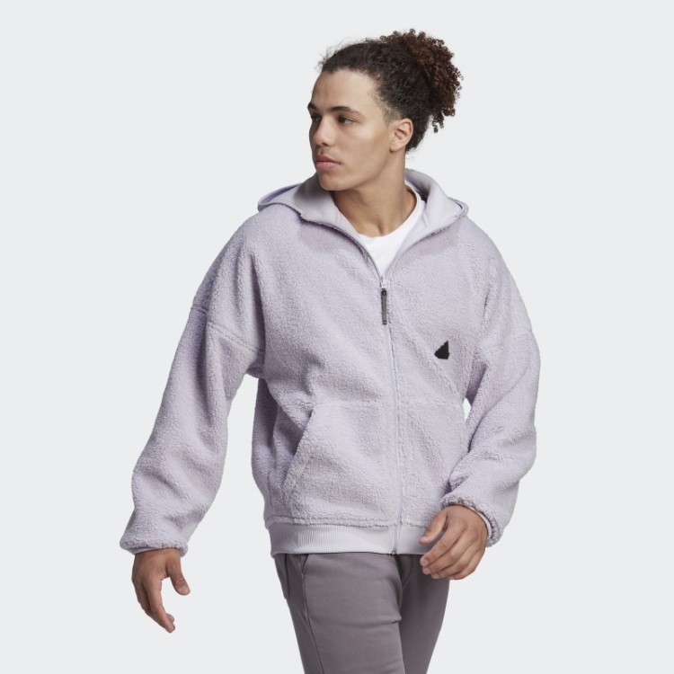 Moletom De Lã Polar Adidas Com Zíper Silver Dawn