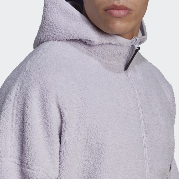 Moletom De Lã Polar Adidas Com Zíper Silver Dawn