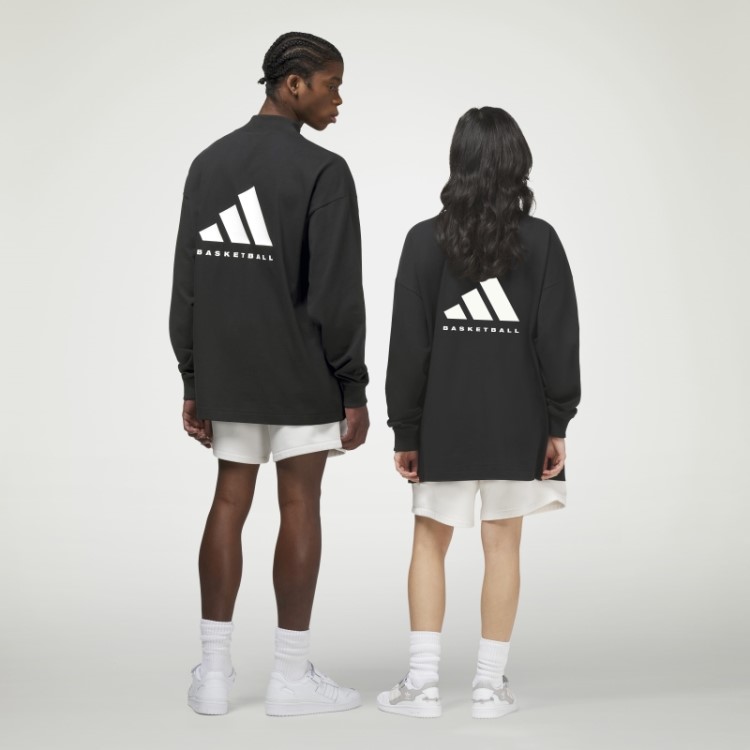 Camiseta De Manga Longa Adidas Basquete Moda Preta