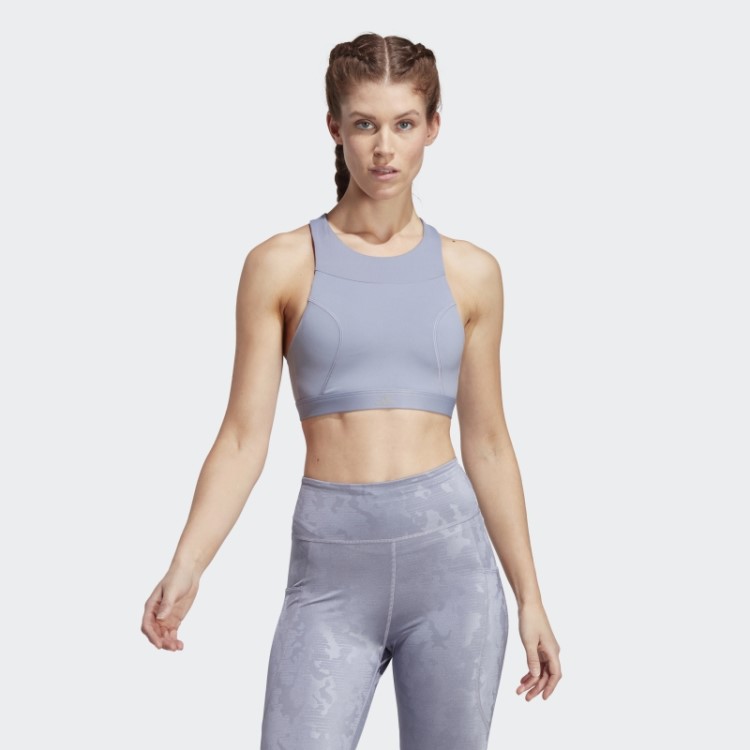 Sutiã De Corrida De Suporte Médio Prateado Violeta Adidas