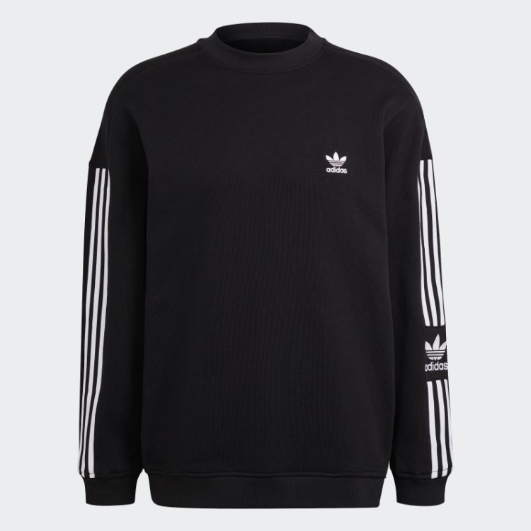 Adidas Moletom Preto Adicolor Classics Lock-up Trefoil Gola Redonda
