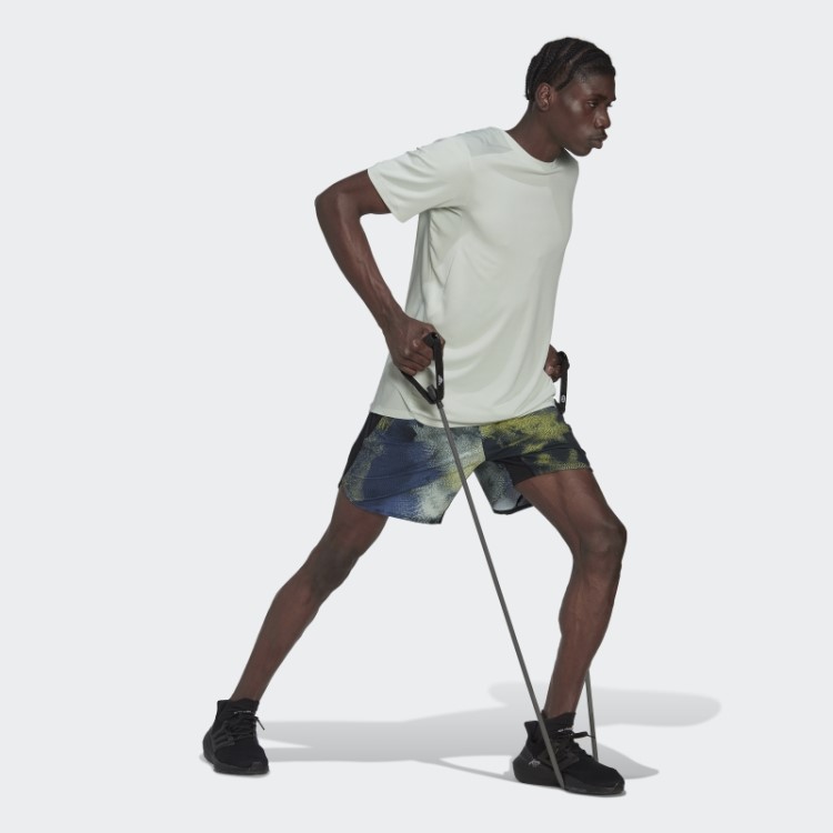 Adidas D4t Hiit Bermuda De Treino Allover Com Estampa Amarela Fashion