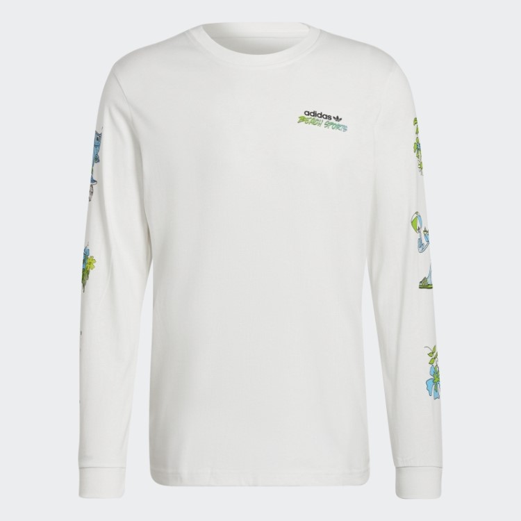 Adidas T-shirt Branca De Manga Comprida Com Gráfico Stoked Fish