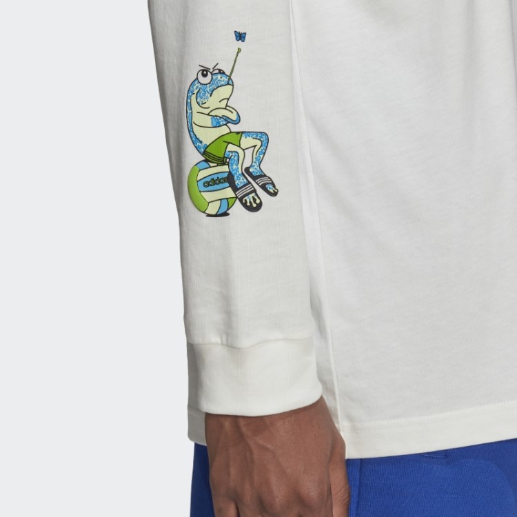 Adidas T-shirt Branca De Manga Comprida Com Gráfico Stoked Fish