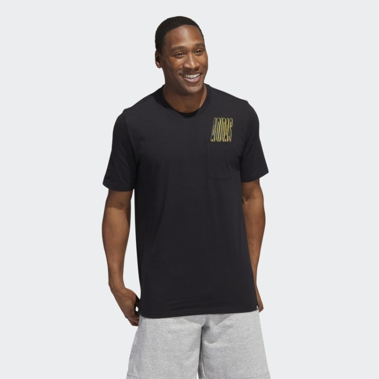 Camiseta De Bolso Com Estampa Esportiva Dinâmica Adidas Preta