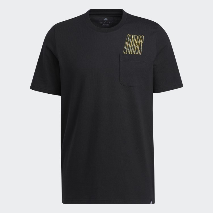 Camiseta De Bolso Com Estampa Esportiva Dinâmica Adidas Preta