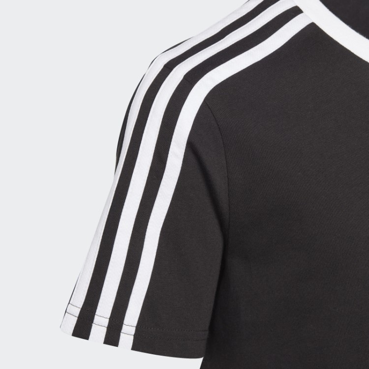 Camiseta Adidas Black Essentials 3 Listras De Algodão Folgada Para Namorado
