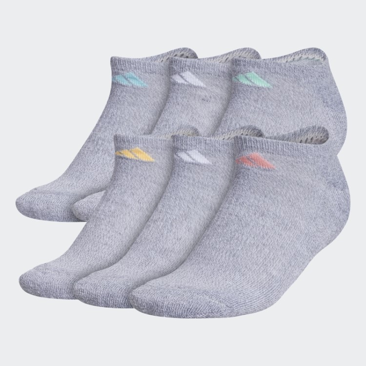 Meias Adidas Cinza Médio Acolchoadas Atléticas No-show 6 Pares
