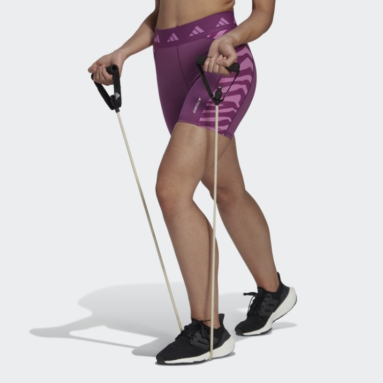 Leggings Curtas Hyperglam Techfit Zebra Cintura Alta Rich Malva Adidas