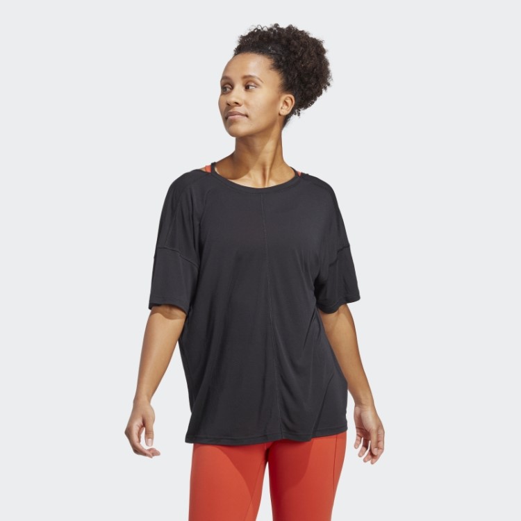 Camiseta Oversized Para Estúdio De Ioga Adidas Preta