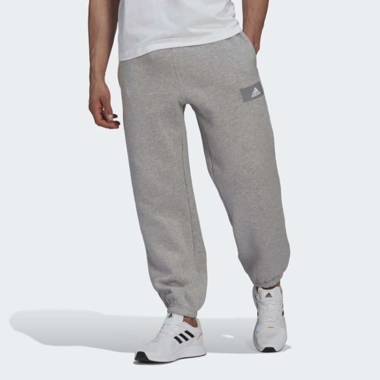 Calça De Moletom Cinza Médio Adidas Essentials Feelvivid De Lã De Algodão Com Perna Reta