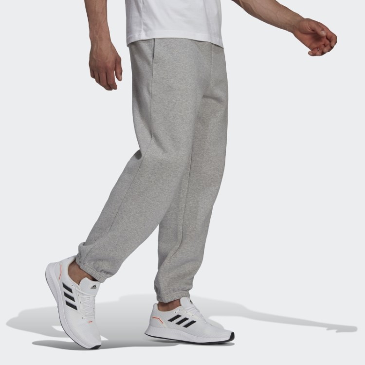 Calça De Moletom Cinza Médio Adidas Essentials Feelvivid De Lã De Algodão Com Perna Reta