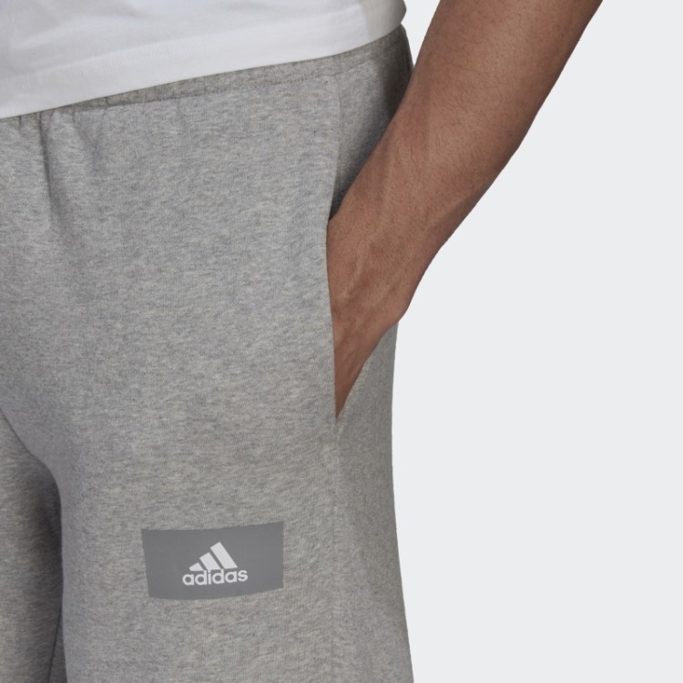 Calça De Moletom Cinza Médio Adidas Essentials Feelvivid De Lã De Algodão Com Perna Reta