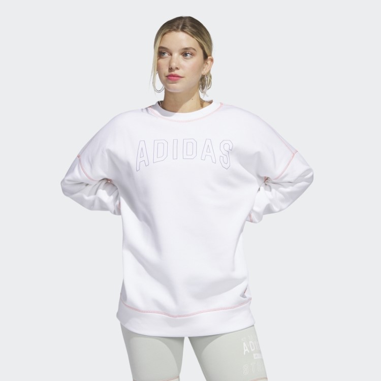 Sweatshirt Sport Statement Boyfriend Crew Branco Adidas