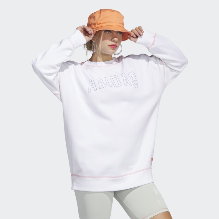 Sweatshirt Sport Statement Boyfriend Crew Branco Adidas