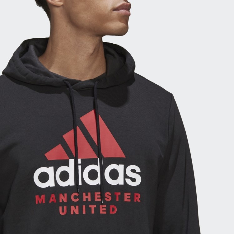 Moletom Adidas Manchester United Dna Preto Com Estampa