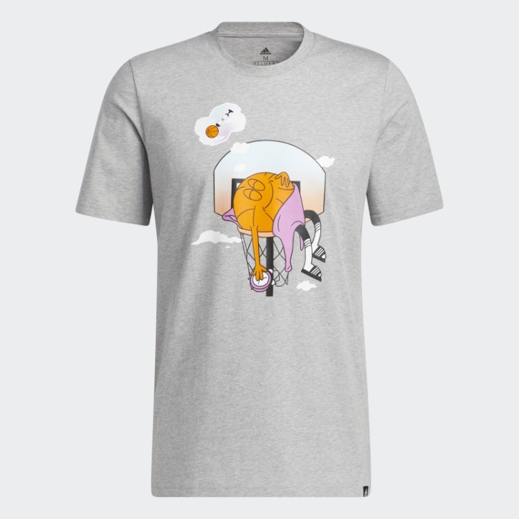 Dormiu Com Camiseta Gráfica Adidas Cinza Médio