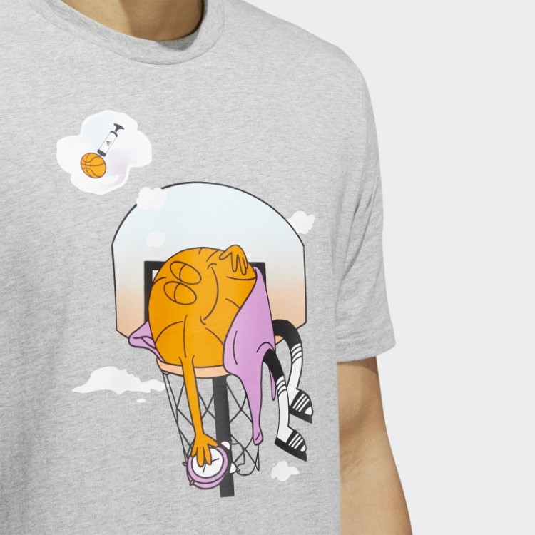 Dormiu Com Camiseta Gráfica Adidas Cinza Médio