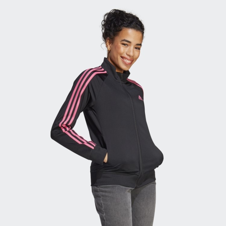Jaqueta Adidas Primegreen Essentials Warm-up Slim Com As Três Listras Magenta