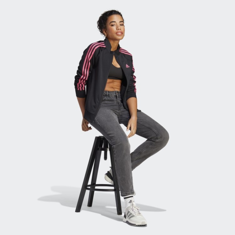 Jaqueta Adidas Primegreen Essentials Warm-up Slim Com As Três Listras Magenta