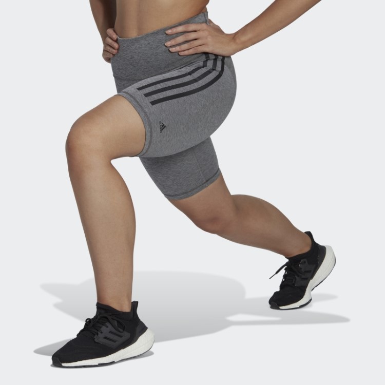Leggings Curtas De Bicicleta Com Três Listras Cinza Escuro Urze Optime Trainicons Da Adidas