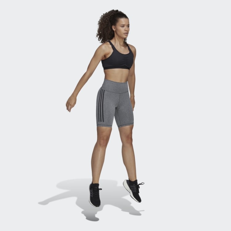 Leggings Curtas De Bicicleta Com Três Listras Cinza Escuro Urze Optime Trainicons Da Adidas